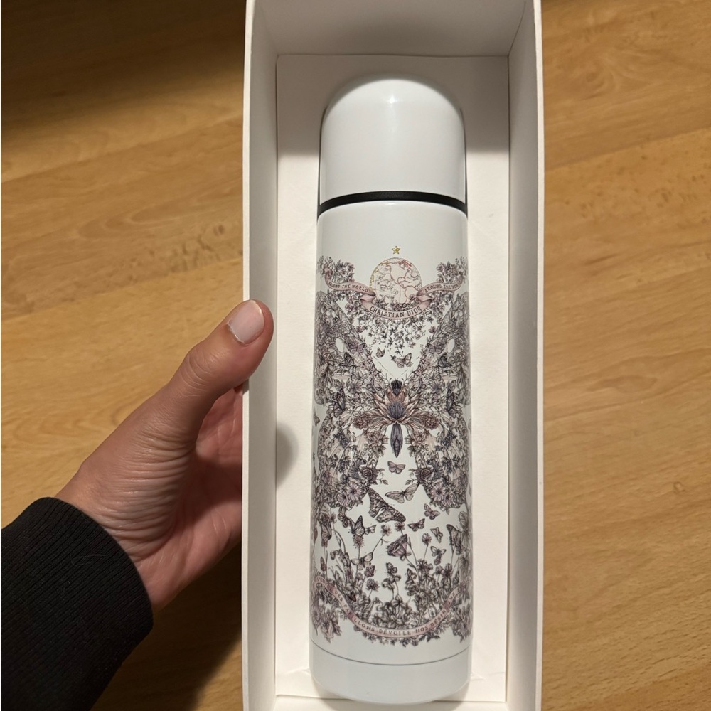 LIMITED Dior White Butterfly Floral Insulated Bottle NEW
